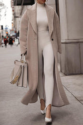 Abrigo cálido de manga larga con solapa para mujer, top de felpa, abrigo de mujer