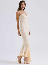 Vestido ajustado de encaje con volantes, plisado, tirantes finos, espalda descubierta, para fiesta de cumpleaños, midi.