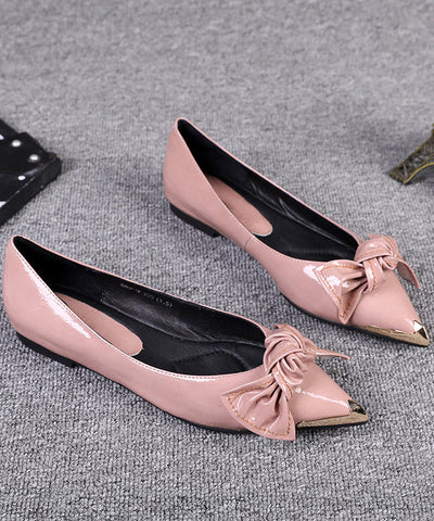 French Black Pointed Versatile Bow Flat Shoes French Black Pointed Versatile Bow Flat Shoes