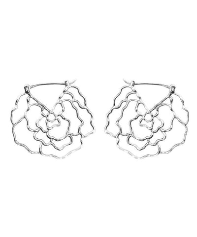 Oversize Silk Alloy Rose Hollow Out Hoop Earrings Oversize Silk Alloy Rose Hollow Out Hoop Earrings