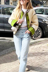 Abrigo de algodón de color contrastante de moda