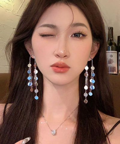 Original Silk Alloy Sequins Tassel Drop Earrings Original Silk Alloy Sequins Tassel Drop Earrings
