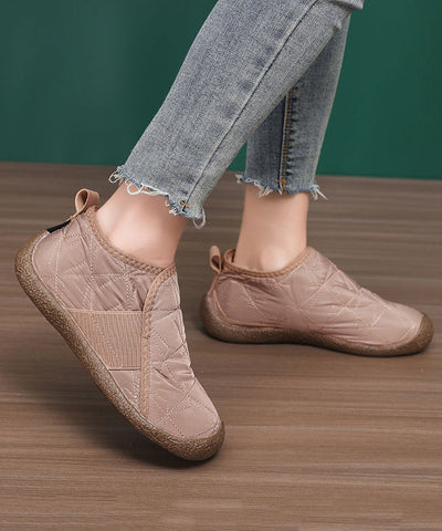 Bequeme, weiche Ballerinas, khakifarben, Baumwollstoff, flauschiges Wollfutter  Bequeme, weiche Ballerinas, khakifarben, Baumwollstoff, flauschiges Wollfutter