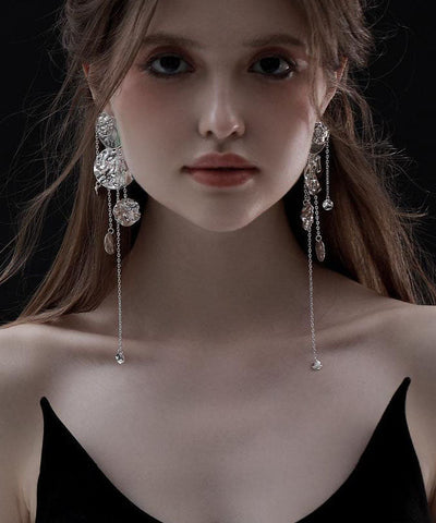 Original Silk Sterling Silver Wave Planchet Tassel Drop Earrings Original Silk Sterling Silver Wave Planchet Tassel Drop Earrings