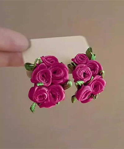 Modern Rose Cloth Floral Stud Earrings Modern Rose Cloth Floral Stud Earrings