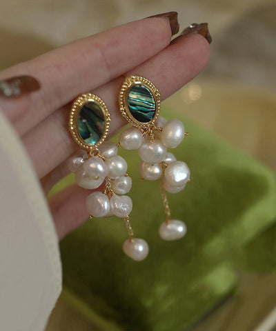 Original Design Gold Sterling Silver Alloy Pearl Tassel Drop Earrings Original Design Gold Sterling Silver Alloy Pearl Tassel Drop Earrings