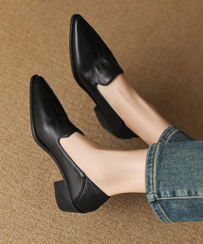 Classy Chunky Loafer Shoes Brown Sheepskin Pointed Toe Classy Chunky Loafer Shoes Brown Sheepskin Pointed Toe