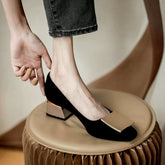 Zapatos de PU con tacones cuadrados