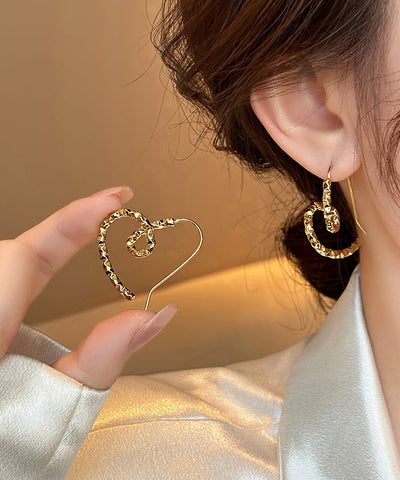 Regular Gold Copper Alloy Love Hoop Earrings Regular Gold Copper Alloy Love Hoop Earrings