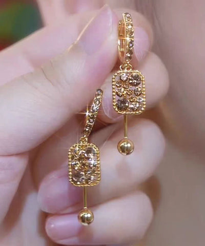 Novelty Coffee Sterling Silver Overgild Zircon Crystal Tassel Drop Earrings Novelty Coffee Sterling Silver Overgild Zircon Crystal Tassel Drop Earrings