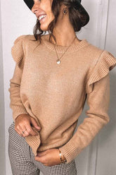 Chicindress – Einfarbiger Strickpullover mit Rüschen
