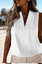 Tops casuales de cuello en V con parches sólidos (4 colores)