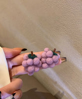 Elegantes pendientes de uva esponjosa de plata de ley morada