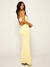 Butter Yellow Bodycon Dresses Spaghetti Strap Fitted Party Prom Bodycon Maxi Dresses