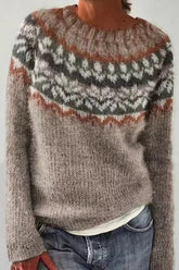 Suéter casual de cuello redondo con estampado único (en 6 patrones)