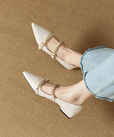 Classy Splicing Flat Shoes Black Cowhide Leather Pointed Toe Classy Splicing Flat Shoes Black Cowhide Leather Pointed Toe