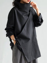 Long Sleeves Loose Solid Color High Neck T-Shirts Tops