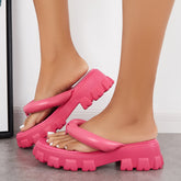 Gepolsterte Plateau-Flip-Flops mit dicken Riemen, Sandalen, Strandpantoffeln