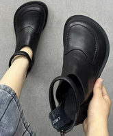 Bequeme Retro-Spleißstiefel aus schwarzem Rindsleder