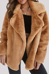 Fashion Elegant Solid Patchwork Basic Turndown Collar Outerwear