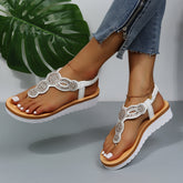 Weiße Flip-Flops mit Plateau-Keilabsatz und elastischen Knöchelriemen