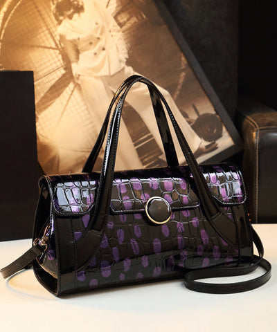 Bolso de mano de moda con estampado de cocodrilo en color negro  Bolso de mano de moda con estampado de cocodrilo en color negro