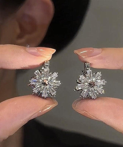 Pendientes de aro de nieve con circonitas de cobre y seda de moda  Pendientes de aro de nieve con circonitas de cobre y seda de moda