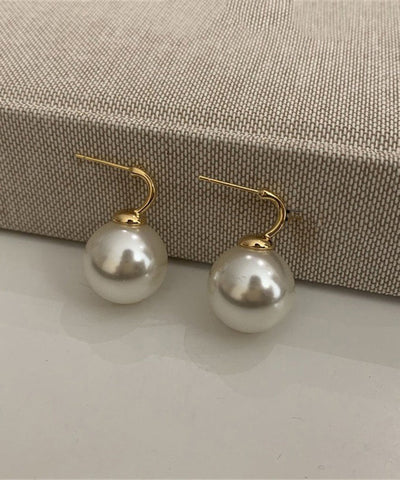 Fine Grey Copper Alloy Pearl Hoop Earrings Fine Grey Copper Alloy Pearl Hoop Earrings