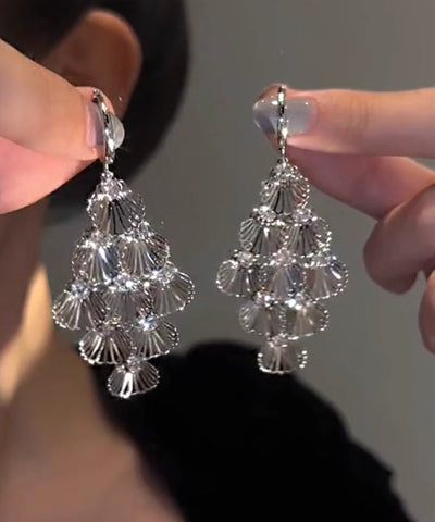 Fine Silk Sterling Silver Fan Tassel Drop Earrings Fine Silk Sterling Silver Fan Tassel Drop Earrings