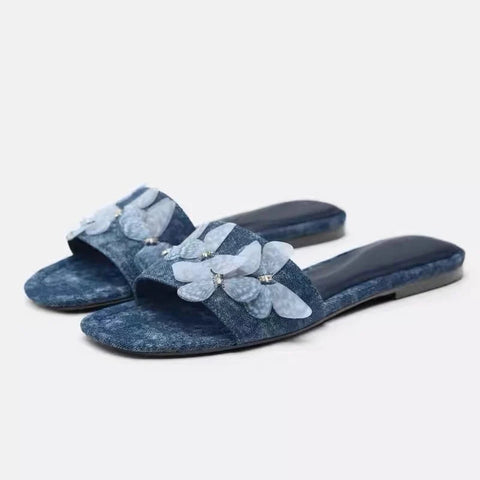 Zapatillas de playa de verano con punta abierta para mujer, zapatos planos con nudo de mariposa a la moda para exteriores, estilo retro  Zapatillas de playa de verano con punta abierta para mujer, zapatos planos con nudo de mariposa a la moda para exteriores, estilo retro