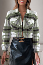 Prendas de abrigo informales con cuello tipo polo y bolsillos geométricos (4 colores)