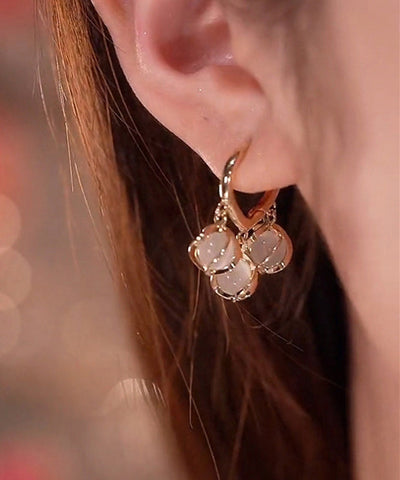 Modern White Sterling Silver Alloy Gem Stone Lily Of The Valley Drop Earrings Modern White Sterling Silver Alloy Gem Stone Lily Of The Valley Drop Earrings