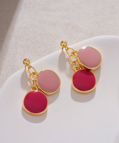 Original Design Gold Alloy Drop Glaze Round Drop Earrings Original Design Gold Alloy Drop Glaze Round Drop Earrings