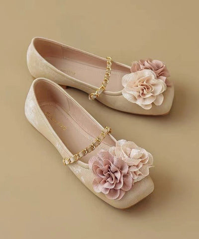 Boutique Comfortable Splicing Floral Beige Flats Shoes Boutique Comfortable Splicing Floral Beige Flats Shoes