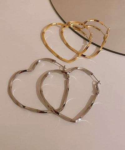 Oversize Gold Sterling Silver Alloy Love Hoop Earrings Oversize Gold Sterling Silver Alloy Love Hoop Earrings