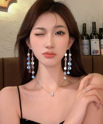 Original Silk Alloy Sequins Tassel Drop Earrings Original Silk Alloy Sequins Tassel Drop Earrings