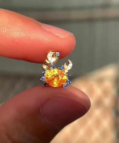 Novelty Blue Alloy Zircon Crab Stud Earrings Novelty Blue Alloy Zircon Crab Stud Earrings