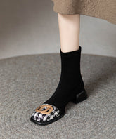 Frauen Splicing Chunky Stiefel Schwarz Wildleder Pailletten