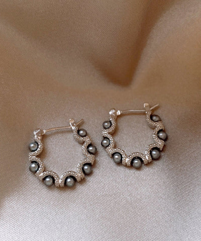 Fine Silk Sterling Silver Pearl Hoop Earrings Fine Silk Sterling Silver Pearl Hoop Earrings