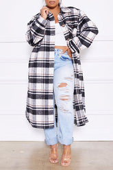 Casual Plaid Print Patchwork Buckle Turndown Collar Outerwear