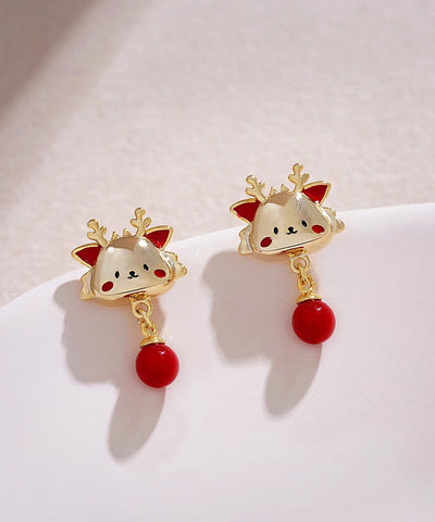 New Red Alloy The Year Of the Loong Pearl Drop Earrings New Red Alloy The Year Of the Loong Pearl Drop Earrings