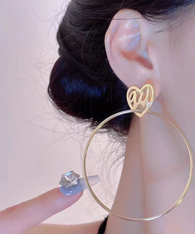 Oversize Gold Copper Overgild Love Hoop Earrings Oversize Gold Copper Overgild Love Hoop Earrings