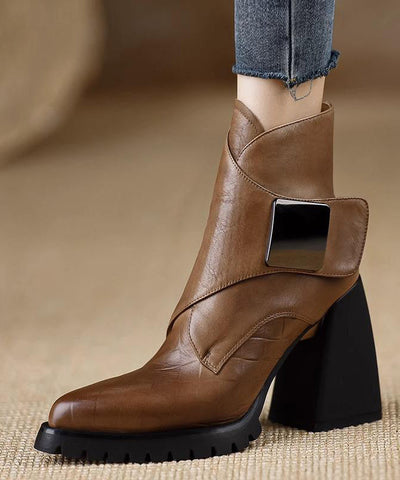 Classy Black Splicing Chunky Heel Ankle Boots Classy Black Splicing Chunky Heel Ankle Boots