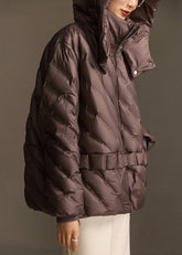 Lose Kaffee Kapuze Reißverschluss Kordelzug Ente Daunenmäntel Winter