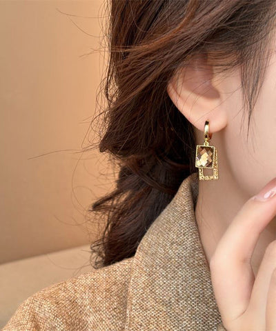 Original Design Coffee Alloy Crystal Zircon Drop Earrings Original Design Coffee Alloy Crystal Zircon Drop Earrings