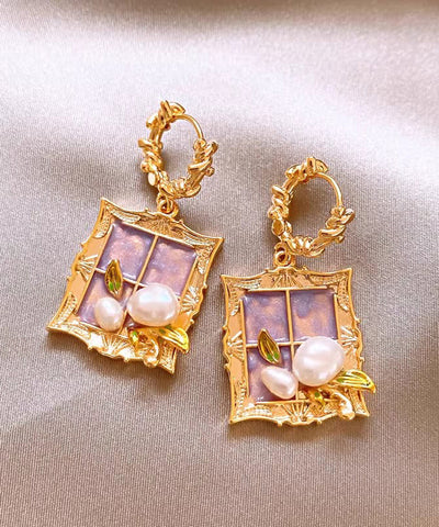 Regular Gold Sterling Silver Alloy Pearl Drop Earrings Regular Gold Sterling Silver Alloy Pearl Drop Earrings