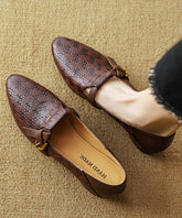 Handgemachte braune flache Füße Schuhe Rindsleder Leder spitze Zehen