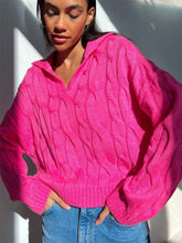 Suéter holgado de retazos con solapa y cuello alto para mujer, jersey liso de manga larga y cintura alta, prenda de punto Y2k, suéter holgado de gran tamaño para otoño