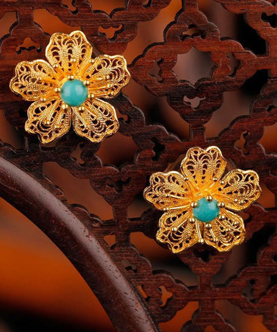 Original Designer Blue Sterling Silver Overgild Turquoise Earrings Original Designer Blue Sterling Silver Overgild Turquoise Earrings