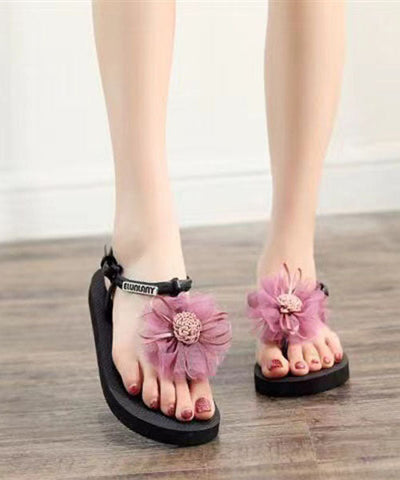 Boho Comfy Splicing Floral Flip Flops Sandals Purple Boho Comfy Splicing Floral Flip Flops Sandals Purple